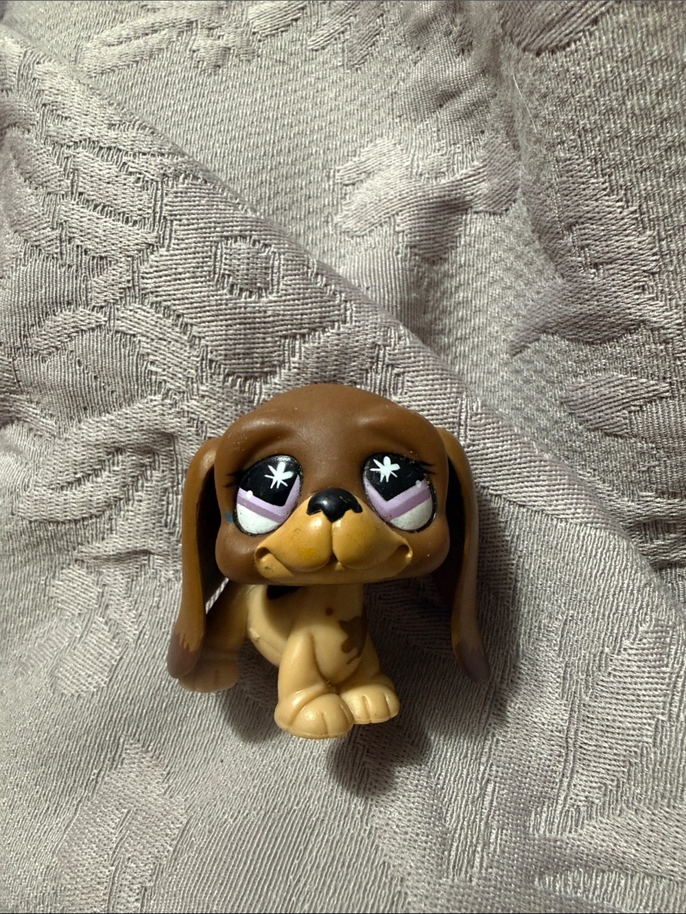 Littlest Pet Shop Brown Spaniel with Purple Eyes